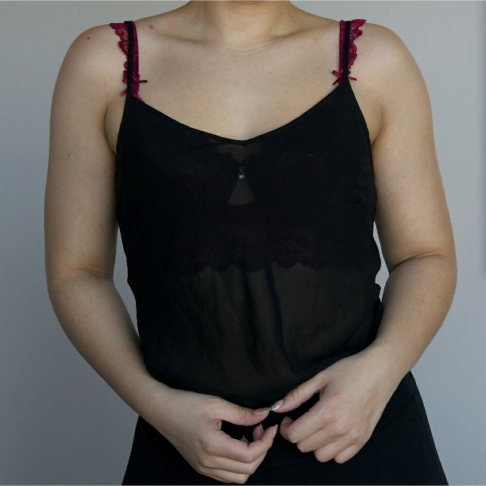 Women's Sheer Tank Top Black Small